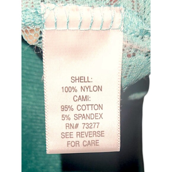 Apt 9 Womens Top ASO Rachel Green M Teal Floral Lace Short Sleeve V Neck Sheer - Picture 5 of 6